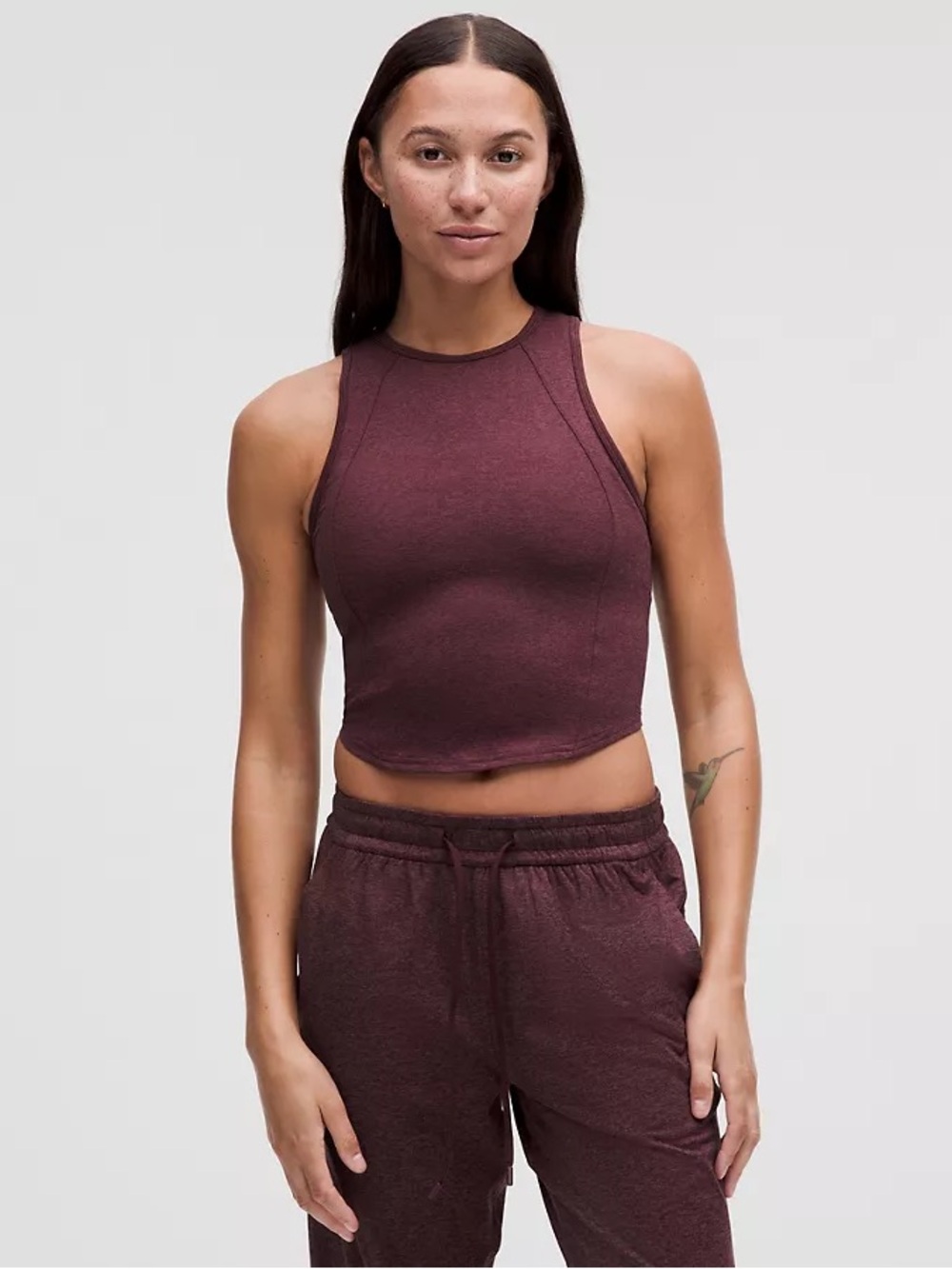 lululemon athletica Soft Sueded Crewneck Cropped Tank Top Garnet